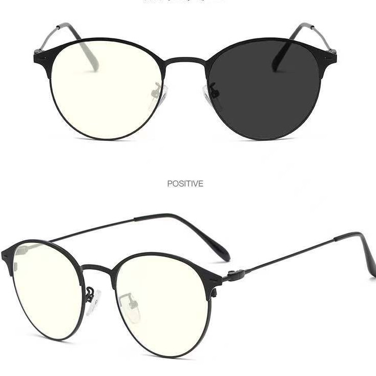 2 In 1 Kacamata lensa photocromic anti radiasi wanita pria kacamata bingkai Titanium komputer Anti Silau fotocromic #54-PC-54  HITAM