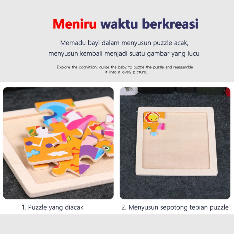 MINI WOODEN PUZZLE Anak Puzzle Kayu jigsaw puzzle Kubus Mainan Edukasi Murah/C 176