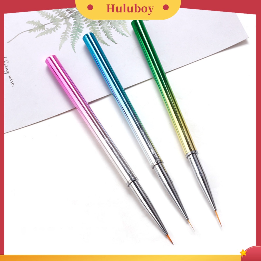 Huluboy Huluboy♡ 3 Pcs / Set Pena Menggambar Garis Ikan Mermaid Ultra Tipis Gagang Ergonomis Untuk Manicure