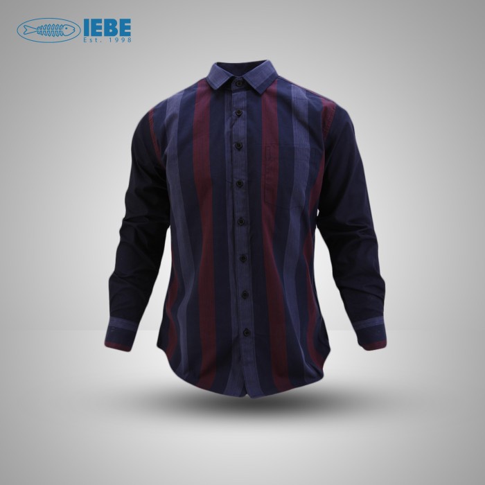 Kemeja Distro Men Atasan Pria Kemeja Cowok Casual R7Y4 Lengan Panjang Kasual IEBE B3AH8007 NAVY M
