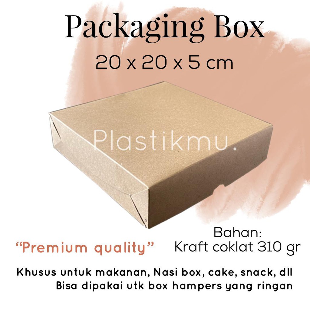

BOX KOTAK KRAFT COKLAT UNTUK ROTI KUE NASI BOX BROWNIES DUS KARDUS 20x20x5 cm