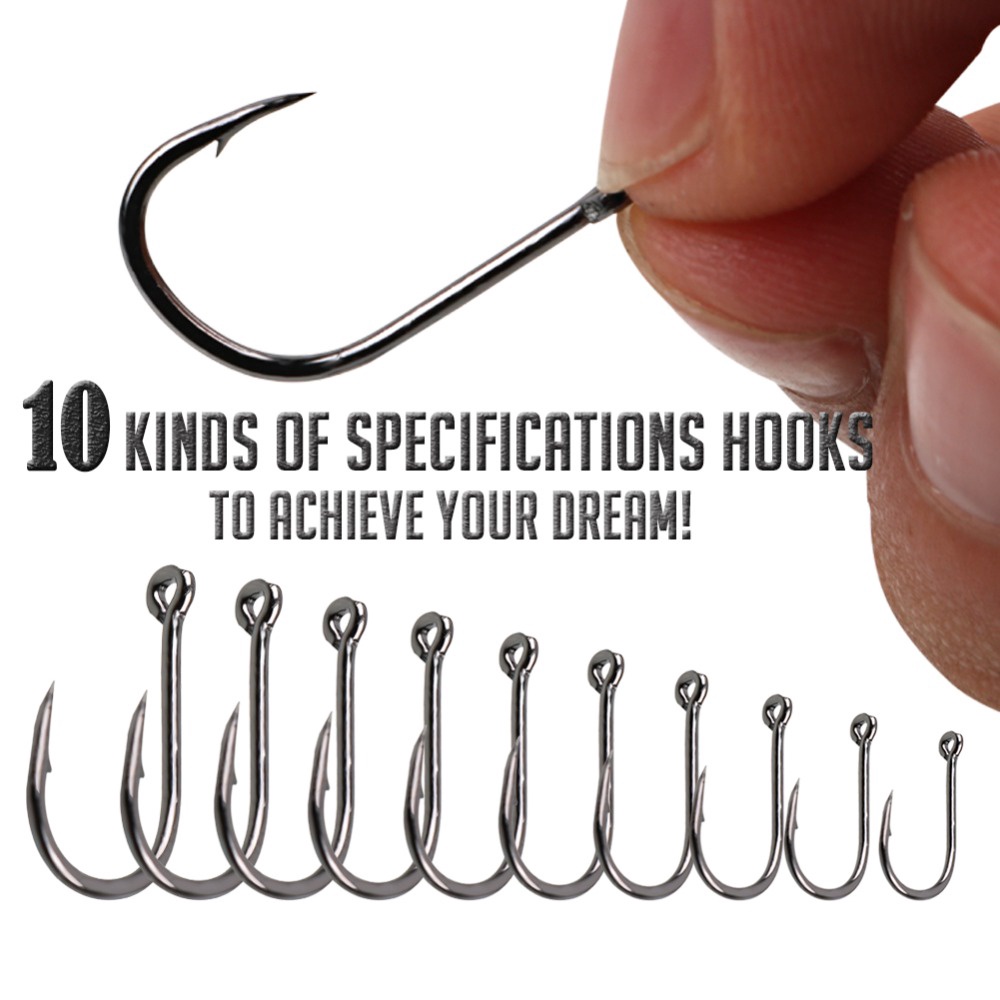 500Pcs/Box Circle Barb High Carbon Steel Silver Fish Hook  for Outdoor Wild Fishing Night Fishing