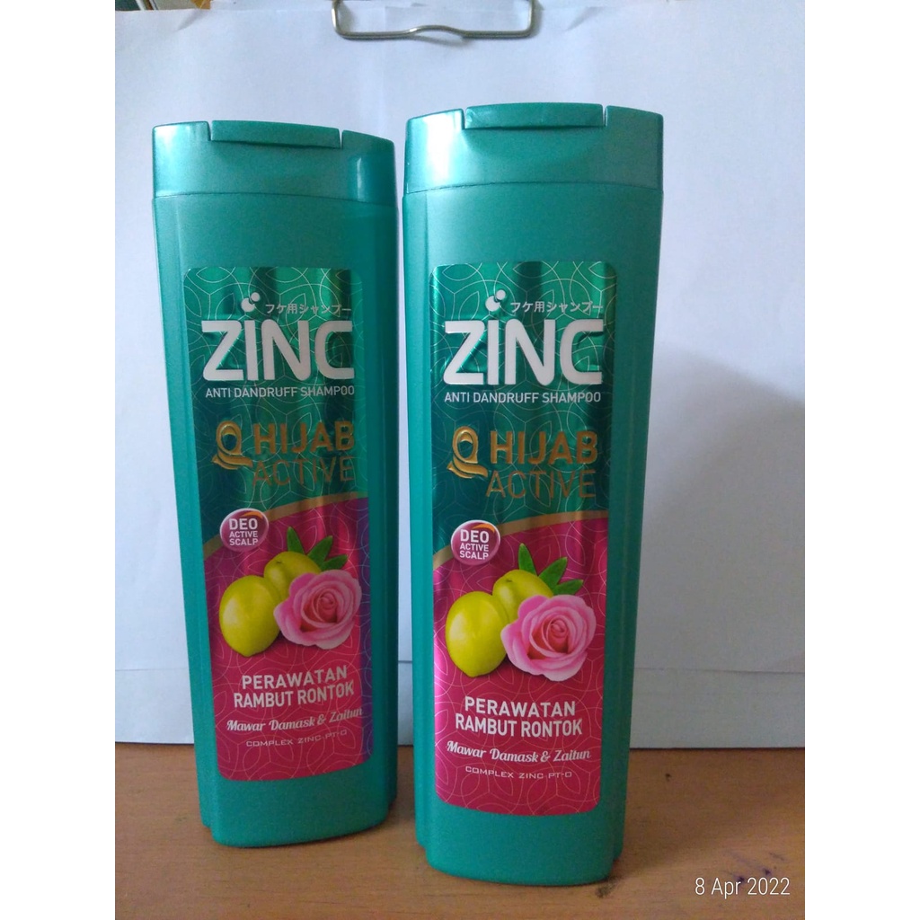 Zinc Hijab Active Shampoo 340ml Mawar Damask Zaitun anti Dandurff Perawatan Rambut Rontok