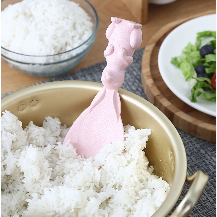 (CLASHOP)Centong Nasi Gagang Bentuk Kelinci - Bahan Wheat Straw Serat Gandum