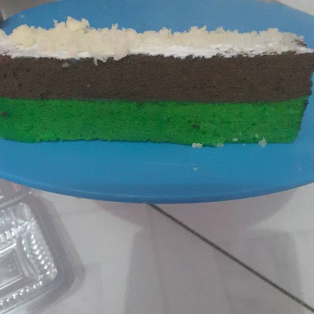 

Brownies kukus coklat pandan toping keju