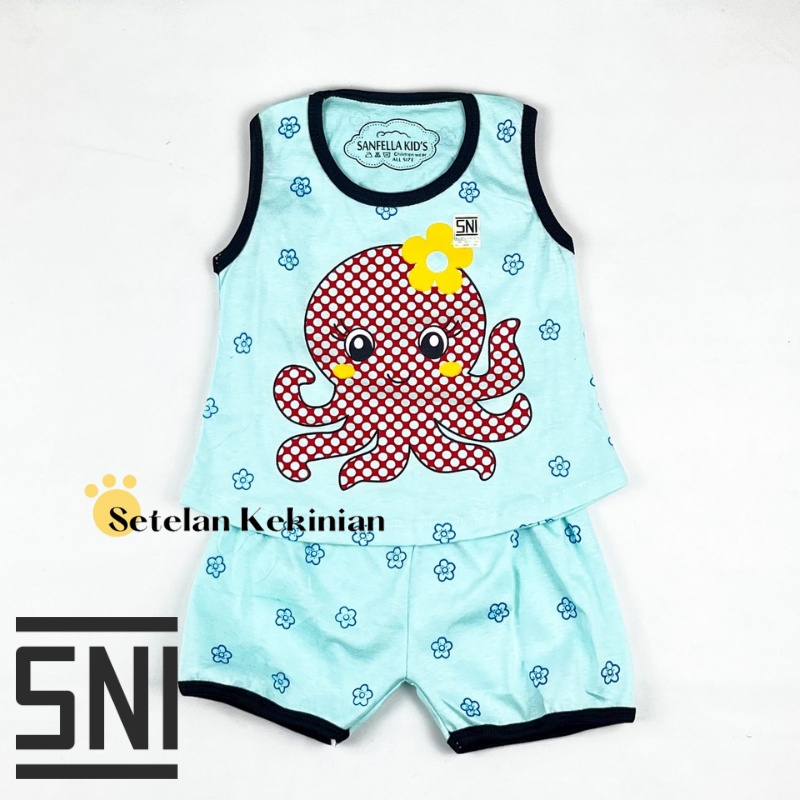 [SINGLET] Setelan anak perempuan 0-12bulan set baby girl newborn hadiah akikah gambar kelinci gurita animal