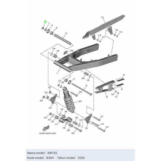 MUR AS SWING ARM PIVOT WR 155 VEGA R NEW JUPITER Z1 JUPITER Z ASLI ORI YAMAHA 95602 12200