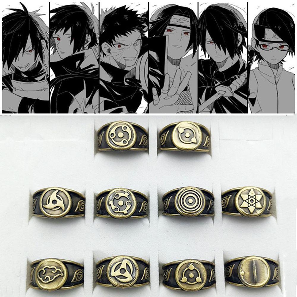 Mxbeauty Naruto Rings Sliver Unisex Sasuke Itachi Ninja Perhiasan Hadiah Naruto Cincin Set Anime Fans Hadiah Anime Cincin