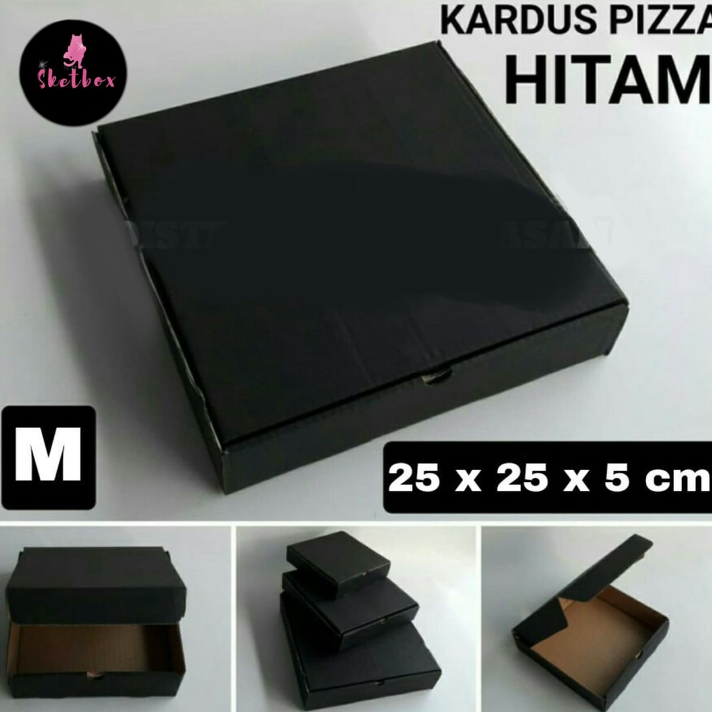 

PIZZA M HITAM KOTAK KARDUS KARTON BOX PIZZA HITAM 25x25x5 CM
