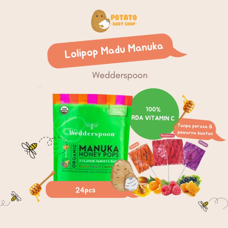 Wedderspoon - Manuka Honey Pops / Lolipop Madu Organik