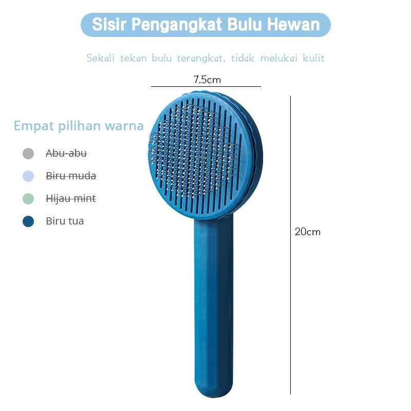 sisir sikat bulu kucing pet - stylist auto clean otomatis bulat elips