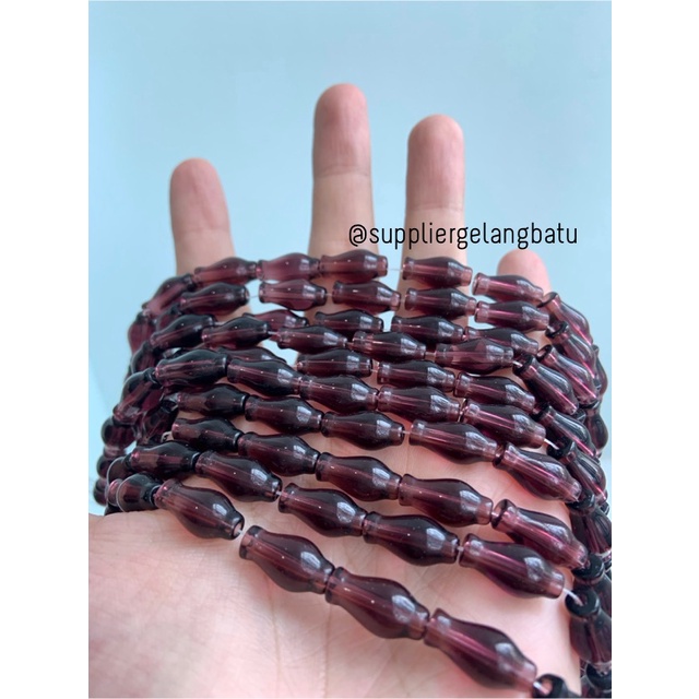 manik ujung kepala tasbih GUCI COKELAT bening kreasi kalung gelang 8mm