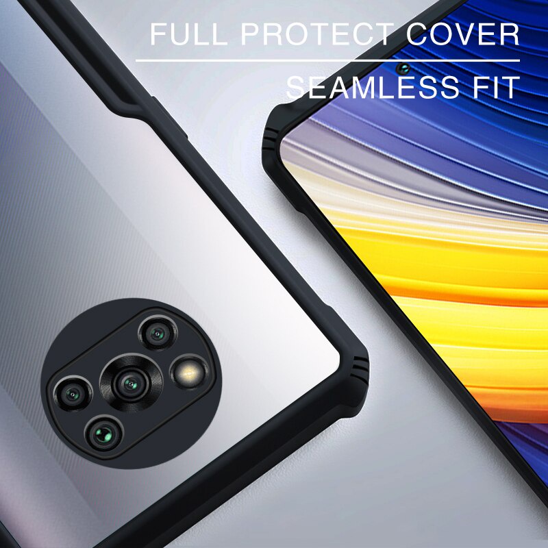 Case XIAOMI POCO X3 PRO Armor Fushion Transparent Casing + Tempered Glass Full Layar dan Skin Carbon