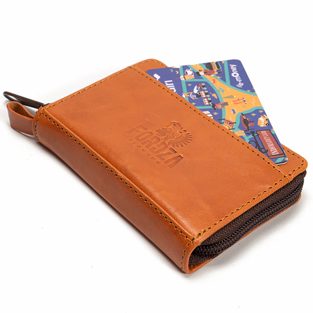 Dompet Kartu Kulit Asli Card Holder Pendek Resleting Owallet Tali Fashion Original Fordza