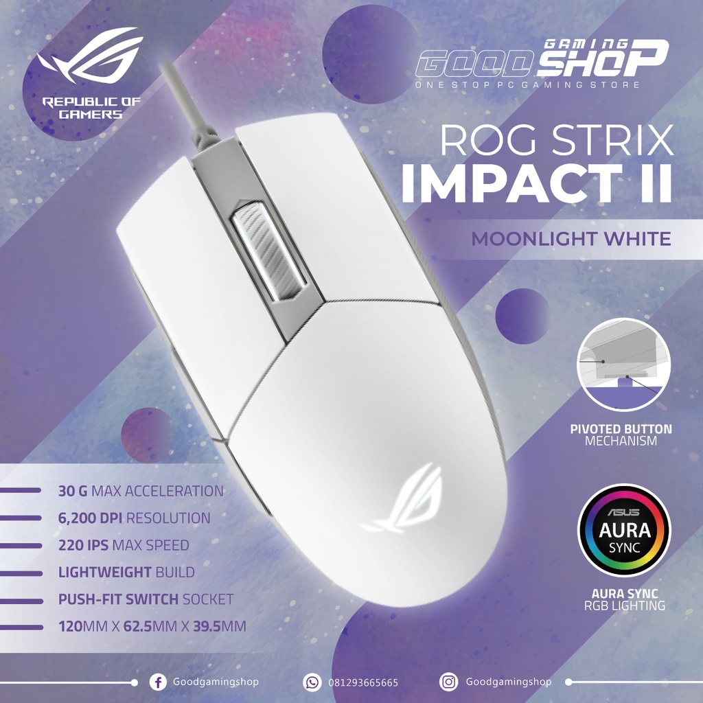 Asus ROG Strix Impact II Moonlight RGB - Gaming Mouse