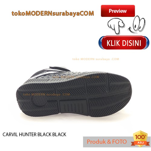 CARVIL HUNTER BLACK BLACK sepatu sekolah anak velcro casual sneacker