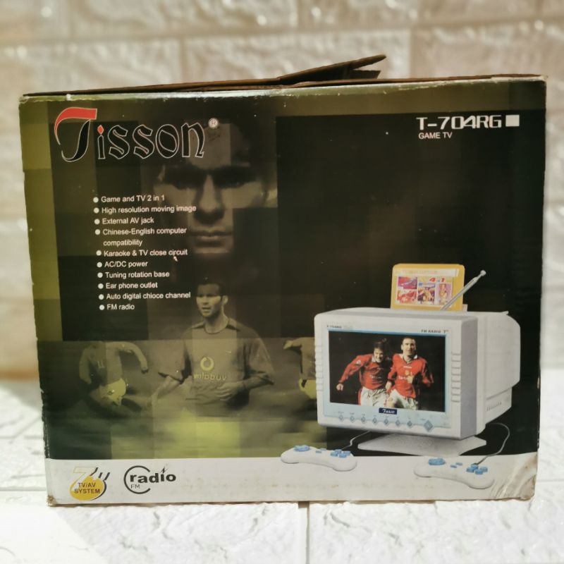 TISSON BLACK WHITE MINI TV TELEVISI KECIL HITAM PUTIH JADUL T704RG GAME RADIO FM AV KARAOKE AC DC