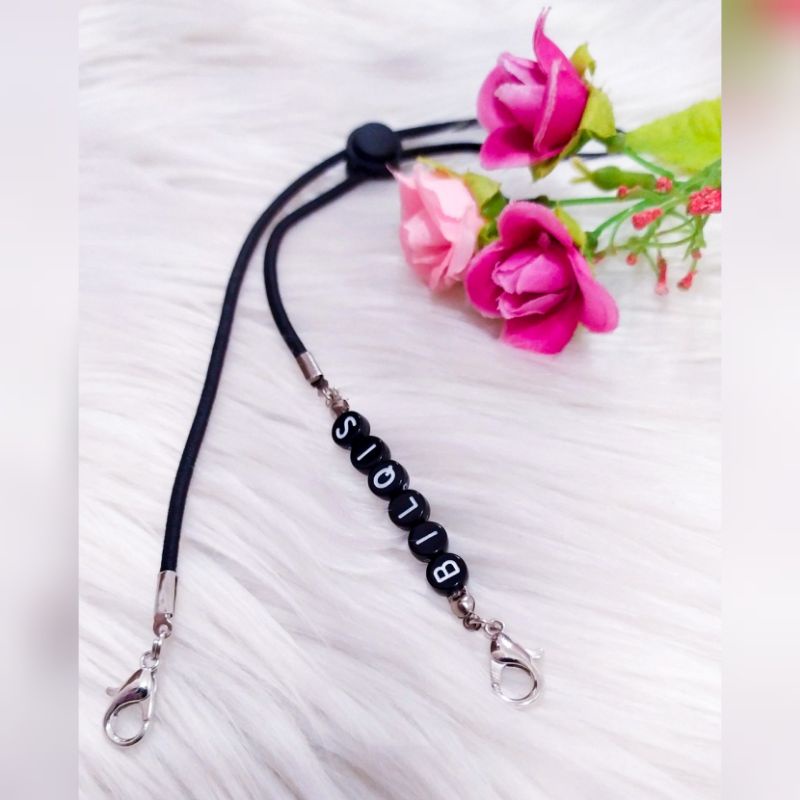 konektor msker 2 in 1 | kalung masker 2 in 1 | tali masker 2 in 1 hitam| kalung masker nama | konekt