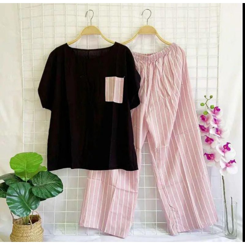 SETELAN WANITA DEWASA/ONE SET RAYON CELANA PANJANG KOMBINASI