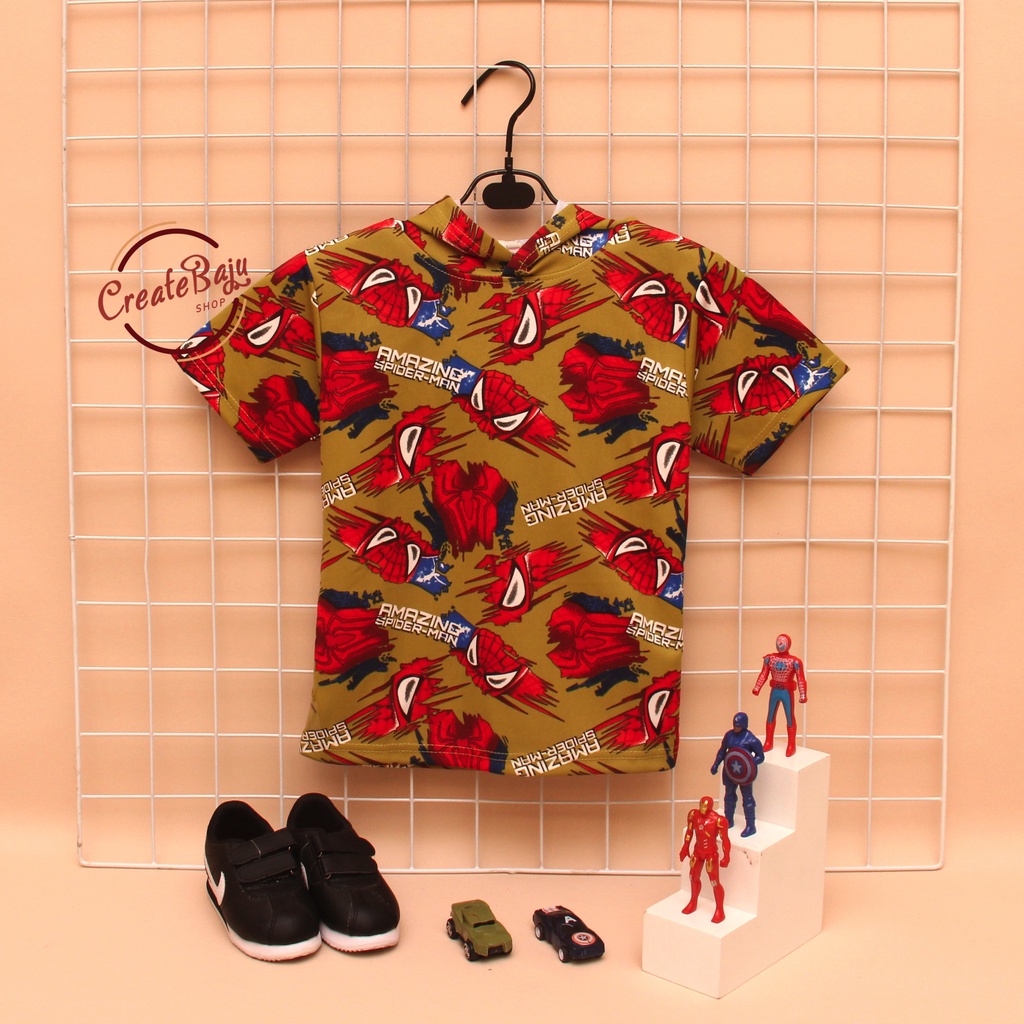 PROMO 7.7 KAOS ATASAN HOODIE ANAK MOTIF PRINTING SPIDERMAN BAJU ATASAN ANAK 1-7 TAHUN