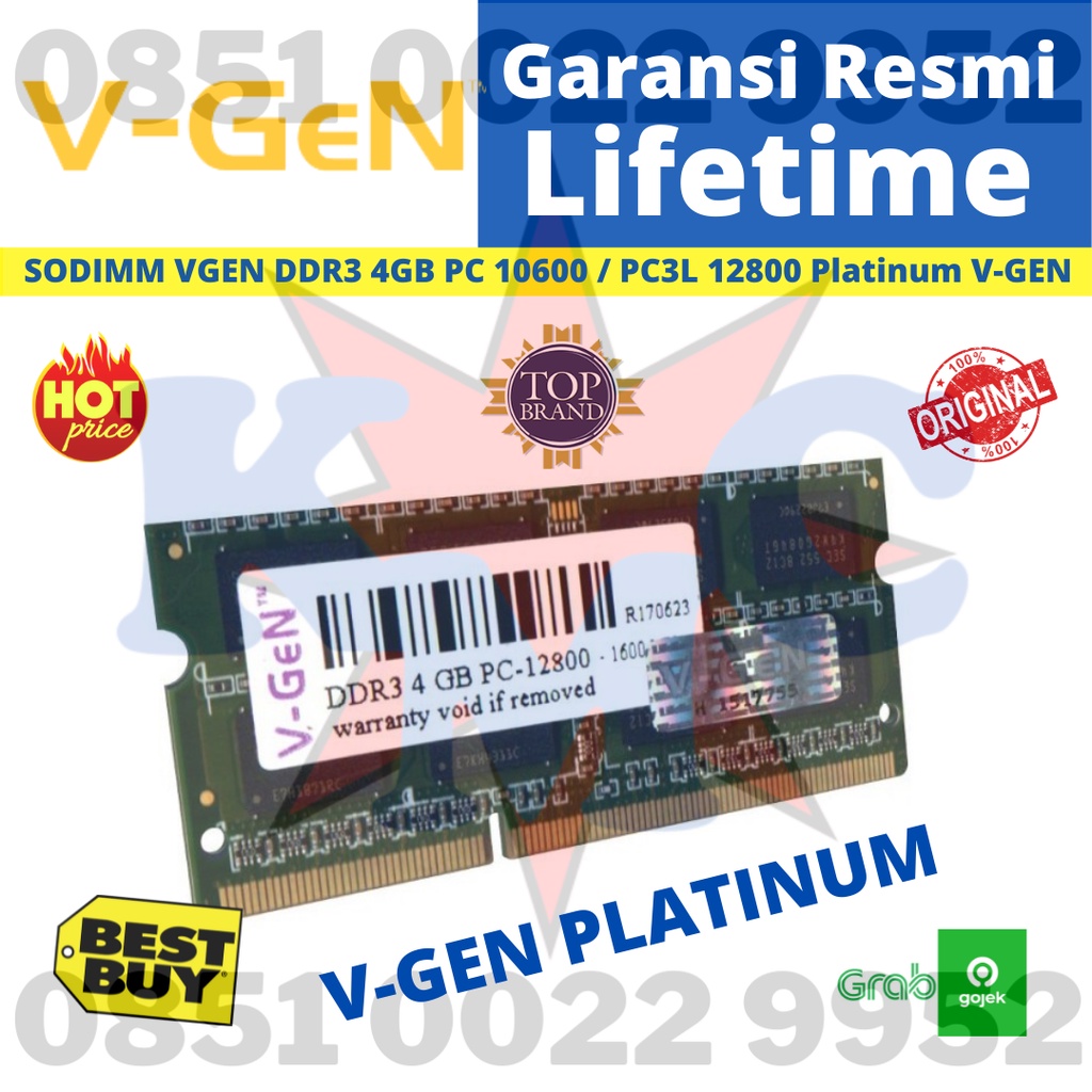 RAM V-GEN SODIMM DDR3 4GB PC12800 PLATINUM VGEN RAM NOTEBOOK LAPTOP