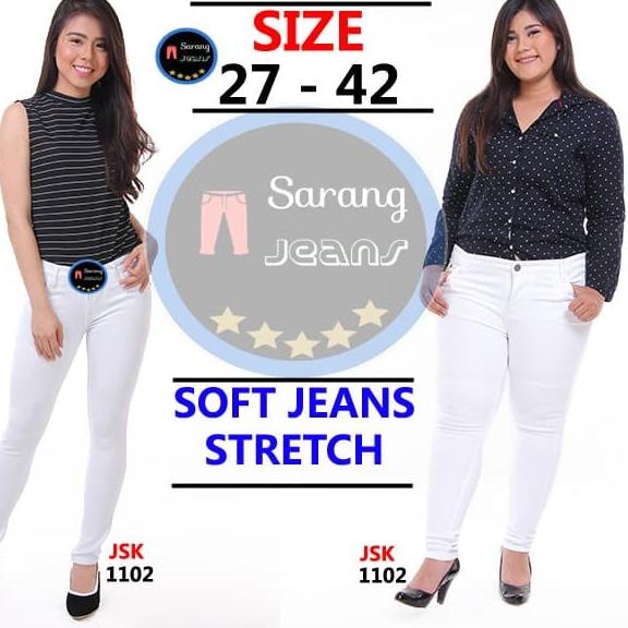 [SIZE 27-34] Celana Panjang Skinny Jeans Wanita PUTIH SoftJeans Big