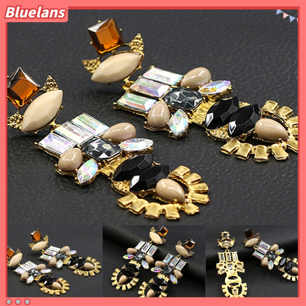 Anting Stud Dangle Drop Berlian Imitasi Gaya Retro Untuk Wanita