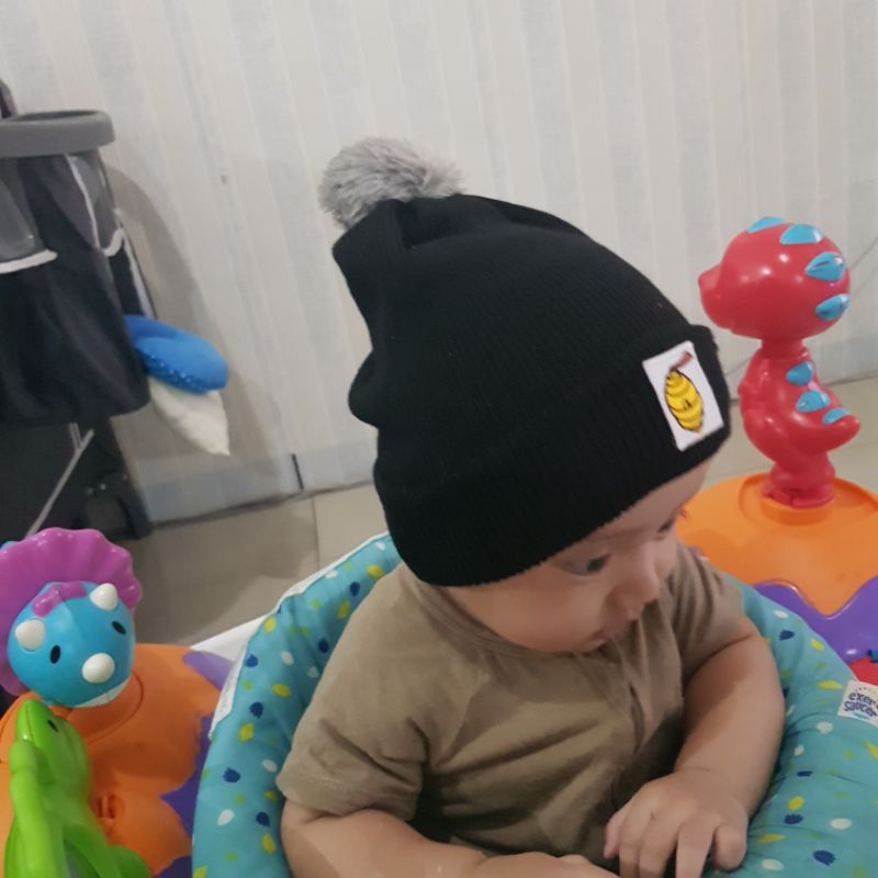 ( 0-6 tahun) kupluk LEBAH , topi pompom,,topi bayi, kupluk bayi anak.. kupluk pompom anak