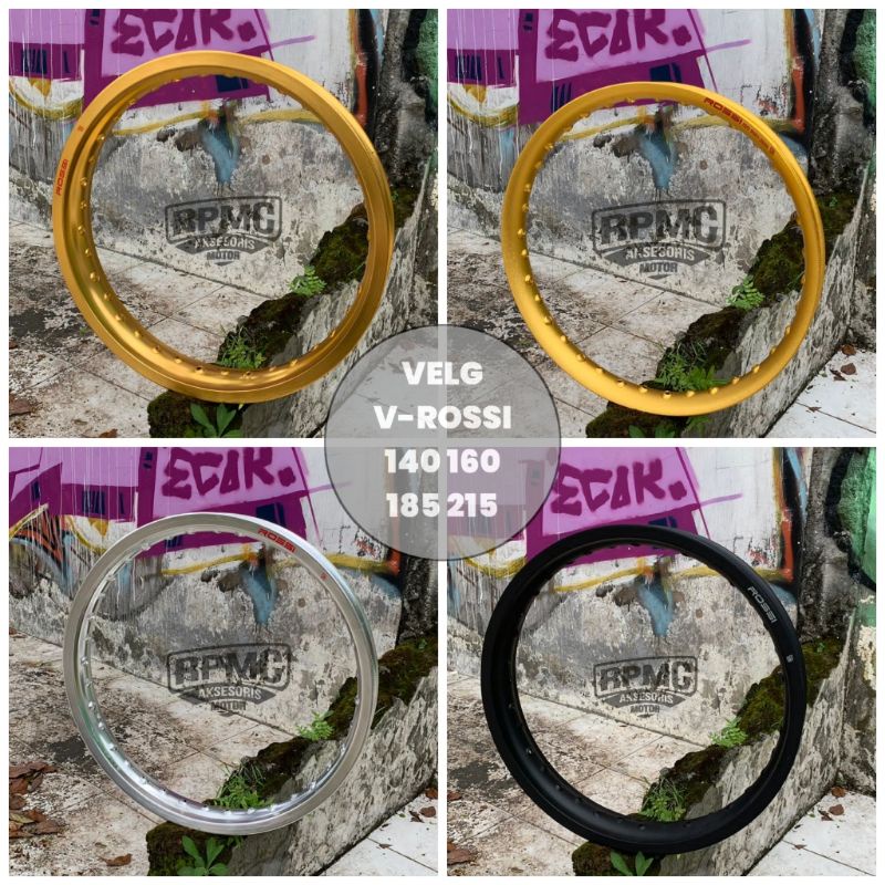 VELG ROSSI ORIGINAL W SHAPE VROSSI ALUMINIUM RING 17 UKURAN 140 160 185 215 GOLD BLACK SILVER WM U S