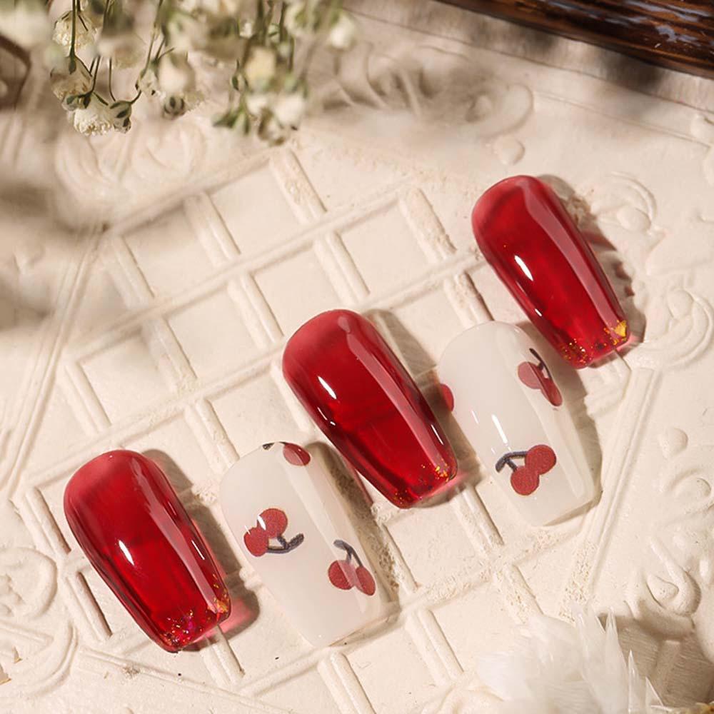 AUGUSTINA Agustina Stiker Nail art Perekat Beruang Ceri Jepang DIY Nail art