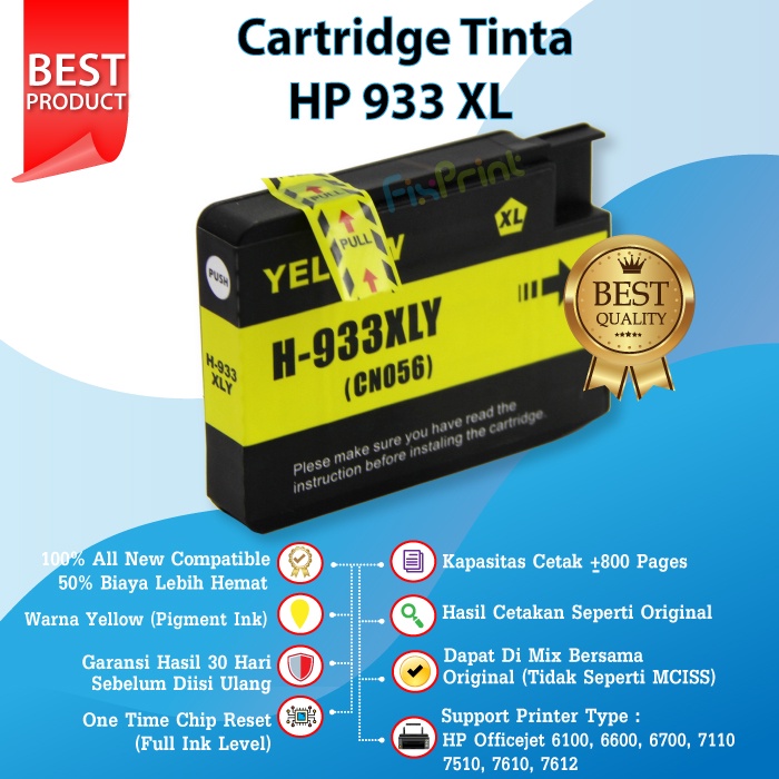 SET CMYK Chip Cartridge Tinta HP 932 933 933XL Compatible Printer 7612