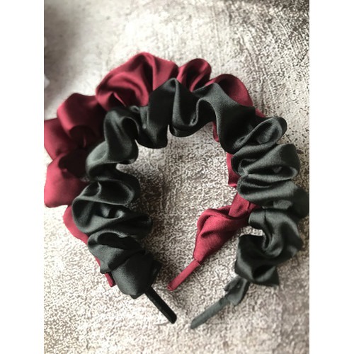 BANDO SCRUNCHIE KOREA KEKINIAN TERBARU BANDO KERUT HEADBAND RUFFLE POLOS DAN MOTIF BISA COD IMF