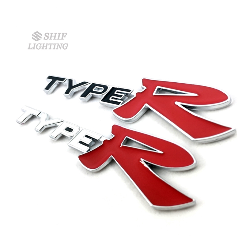 1Pc Stiker Emblem / Badge Logo typer Type R Bahan Metal untuk Bagasi Belakang Mobil