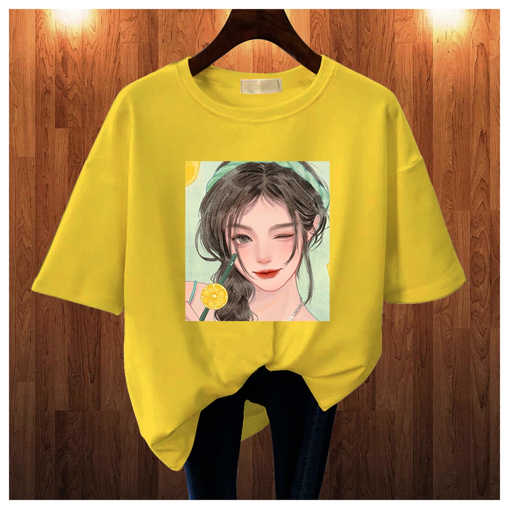 CALVIERO SHOP - BAJU KAOS ATASAN WANITA GIRLS LEMON PRINT