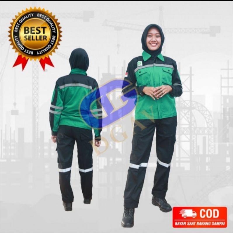 SERAGAM SAFETY HIJAU HITAM RESLETING TERBARU ATASAN