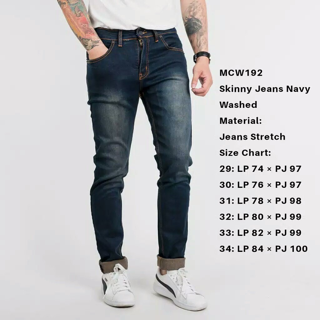 CELANA JEANS PRIA PULL&amp;BEAR NAVY THIN BROWN SKINNY STRETCH PULLANDBEAR PULL &amp; BEAR PULL P&amp;B BIRU TUA