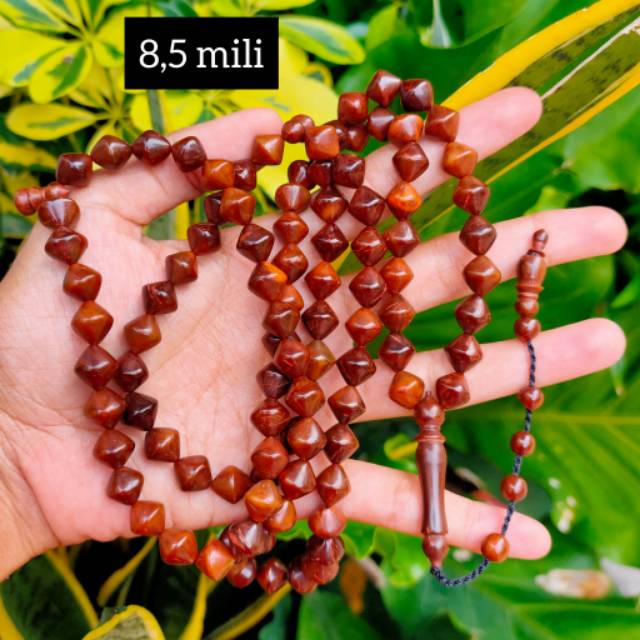 Grosir 5 pcs Tasbih 99 kokka kaukah wajik polos 8,5 mm coklat