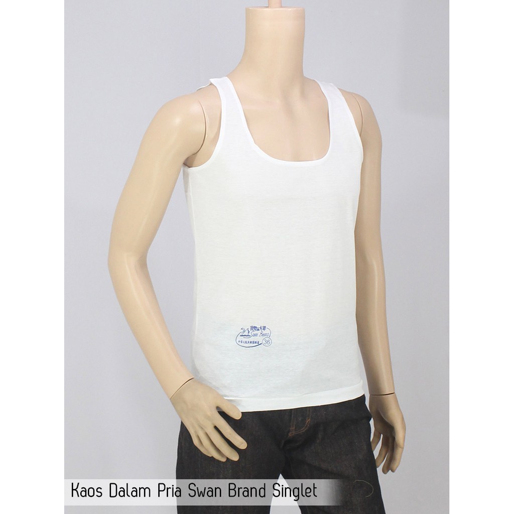 1 Pcs Kaos Dalam Swan Brand - Singlet Pakaian Dalam Pria Dewasa - Putih Polos