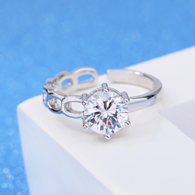 925 cincin perak murni cincin pasangan wanita dengan berlian perhiasan sederhana untuk pernikahan