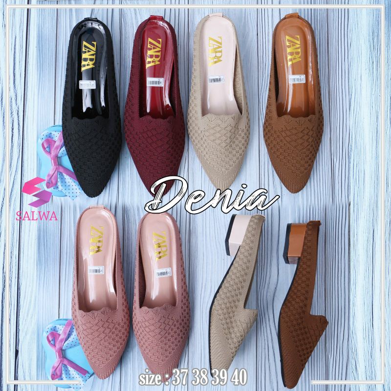 Sepatu Slip On Cewek Fashion Wanita Rajut Merk Zara