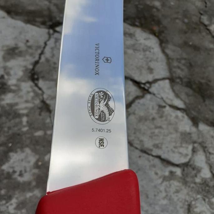 Butcher knife bullnose Red / pisau sembelih victorinox 25 cm