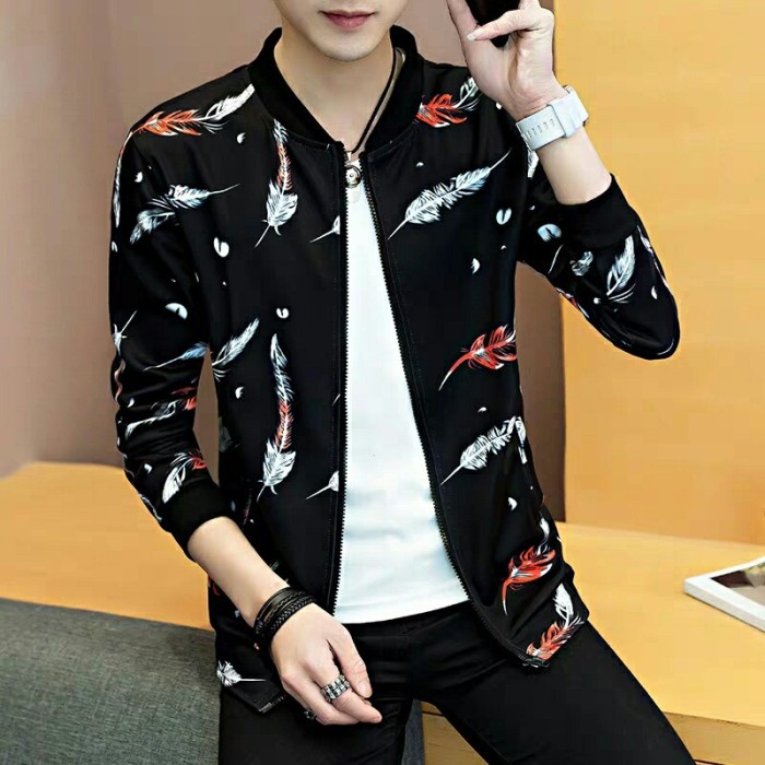 COD Jaket Wulu Baseball Pria Slim Korea - Hitam, S(N4Z1) Jaket Pria Levis Jaket Pria Dewasa Jaket Pr