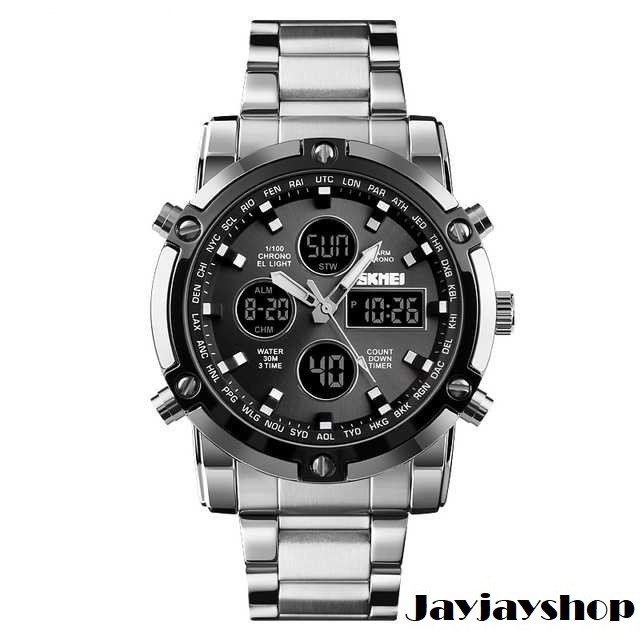 Jam Tangan Pria Digital KASUAL SKMEII 1389 FAVORIT!! STAINLESS STEEL!