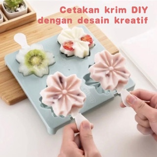 

Cetakan Es Krim Pudding Silikon 4 Slot / Es Loli DIY Lucu Unik Bunga Love Kaki