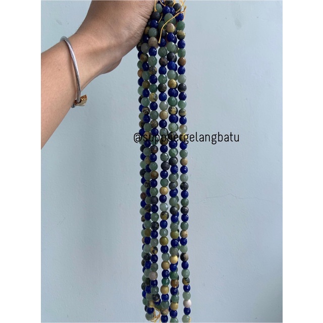 Batu MIX AVENTURINE LAPIS LAZULI BACAN KUNING CUTTING 10mm BATU ALAM bahan kalung gelang kerajinan tangan craft manik crystal