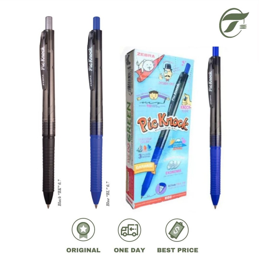 

BALLPEN 0.7 PIC KNOCK 12PCS/PACK ZEBRA (BLACK/BLUE)