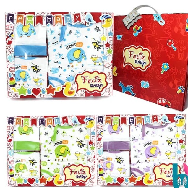 FELIZ MERAH BAJU GIFT SET BABY | KADO SET PERLENGKAPAN BAYI | GIFT SET MURAH