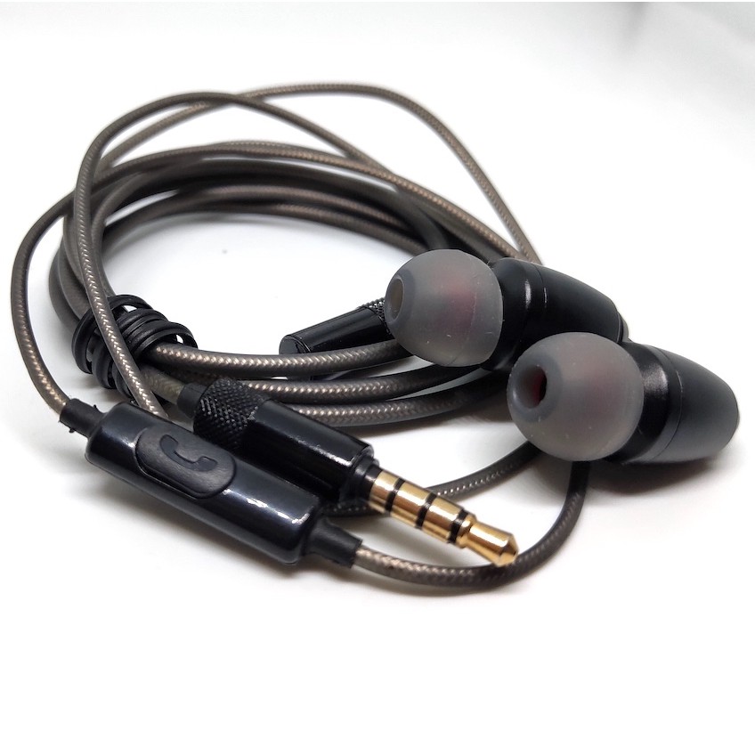 Brown Braid Headset Custom DIY HiFi Bass Denon Earphone With Mic