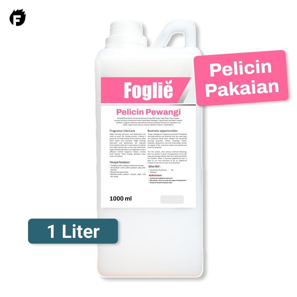 Pelicin Pewangi Pakaian Foglie 1 Liter - Pelicin Setrika, Pelicin Laundry, Pengharum