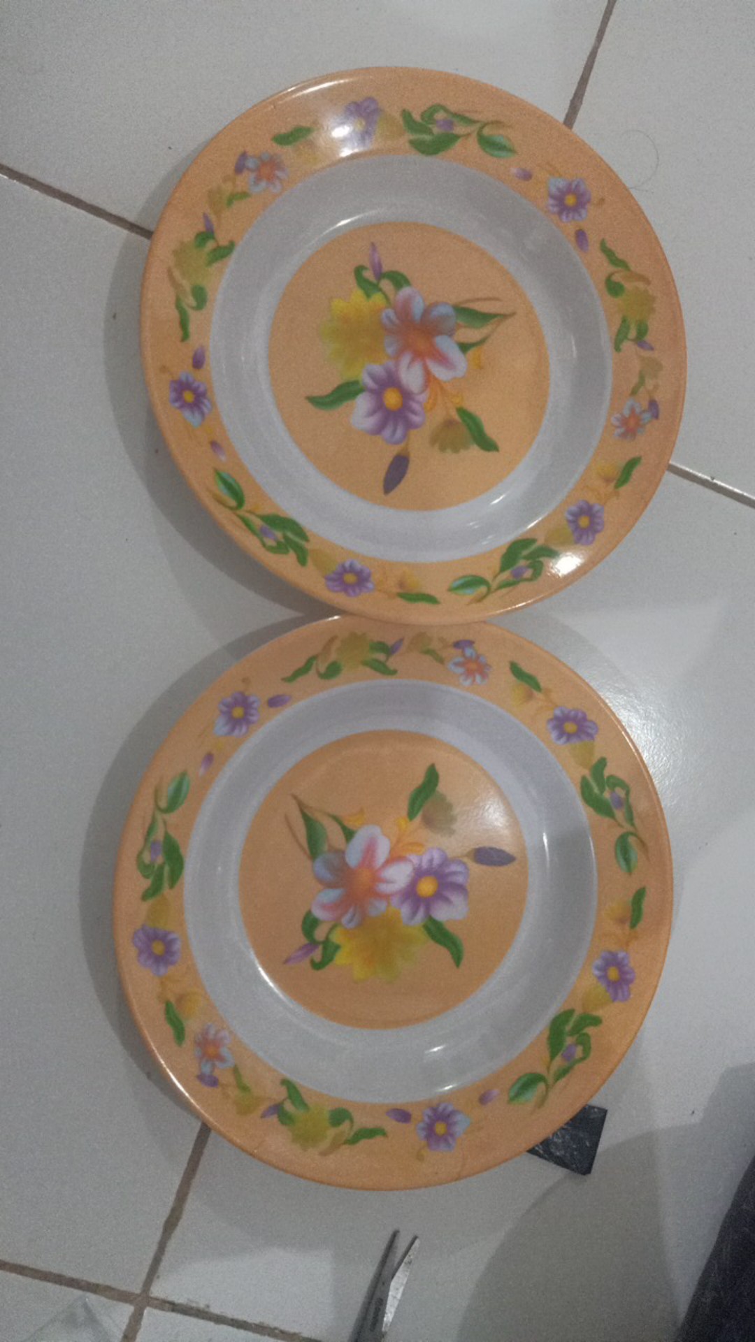 Piring Melamin Cekung 9 Inchi/piring Melamin Motif Bunga